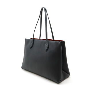Louis Vuitton Black Leather Shoulder Tote with Red Interior